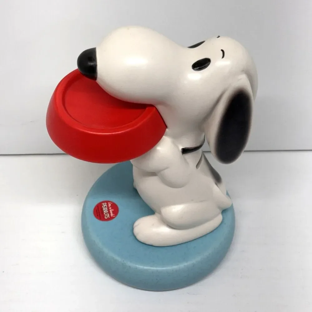 Vtg Hallmark Peanuts Snoopy With Red Dish Ceramic Coin Bank 9